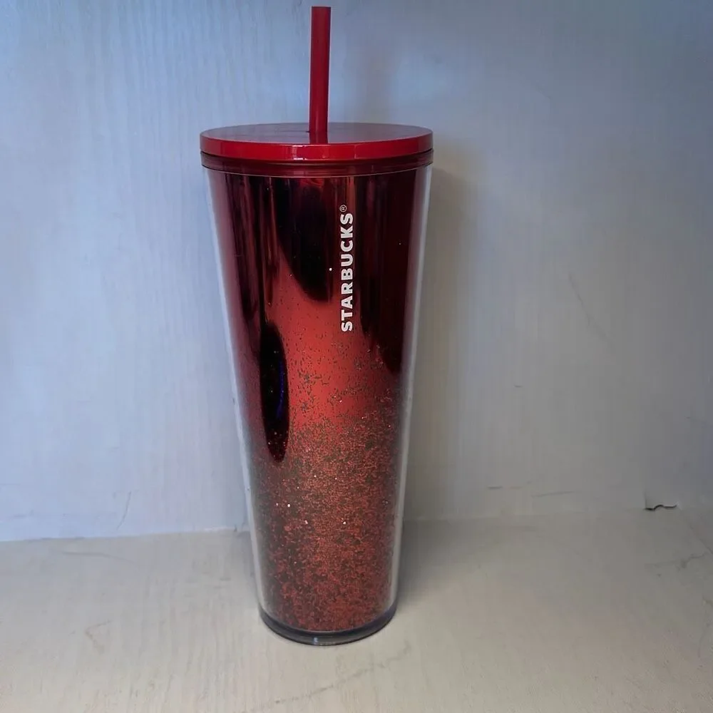 Starbucks 2019 Holiday Season MIRROR‎ GLITTER RED COLD CUP 24oz